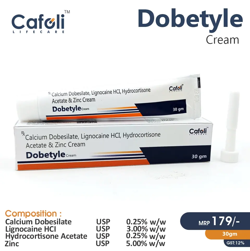 Lidocaine 3% + Calcium Dobesilate 0.25% + Hydrocortisone 0.25% + Zinc 5% Cream PCD Pharma Franchise